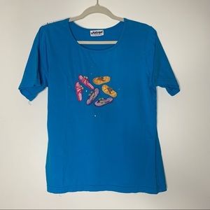 Vintage beaded flip flop sandals tee